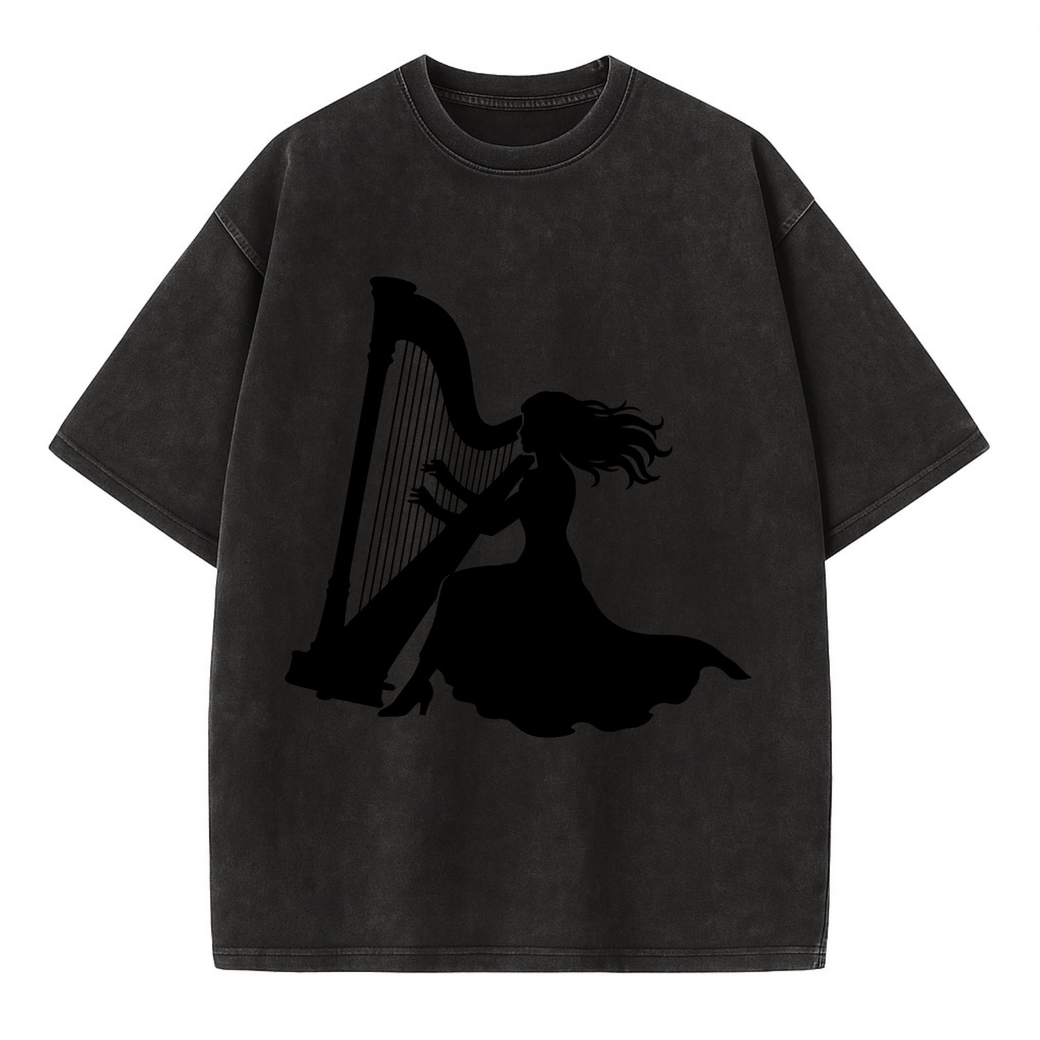 Harpist playing ethereal melody - Vintage T-shirt - Black