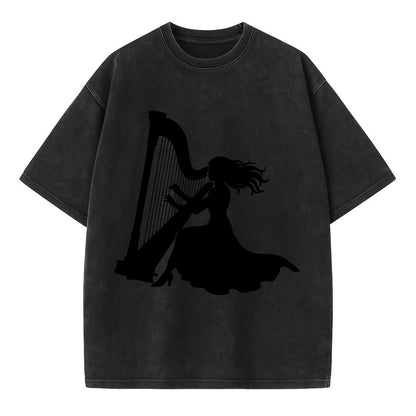 Harpist playing ethereal melody - Vintage T-shirt - Black