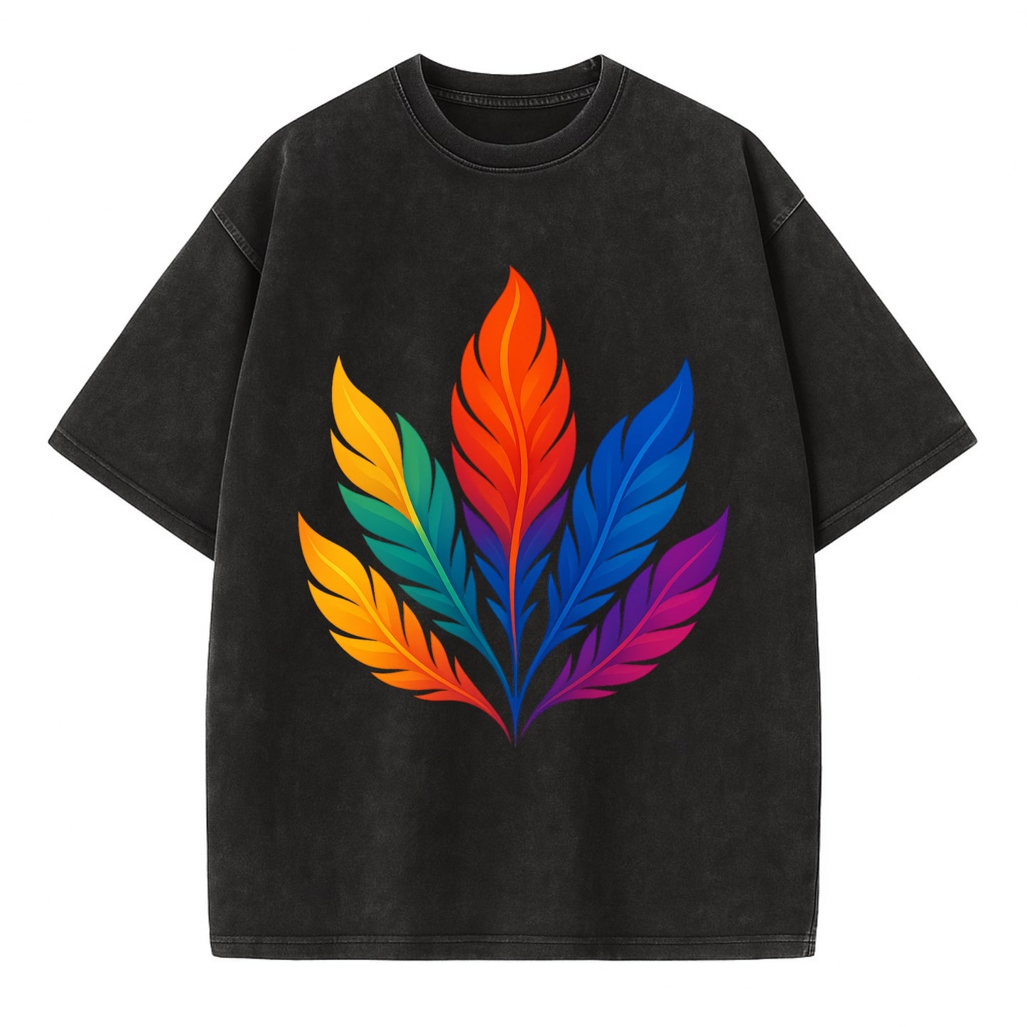 Phoenix Feathers - Each feather a differ - Vintage T-shirt - Black