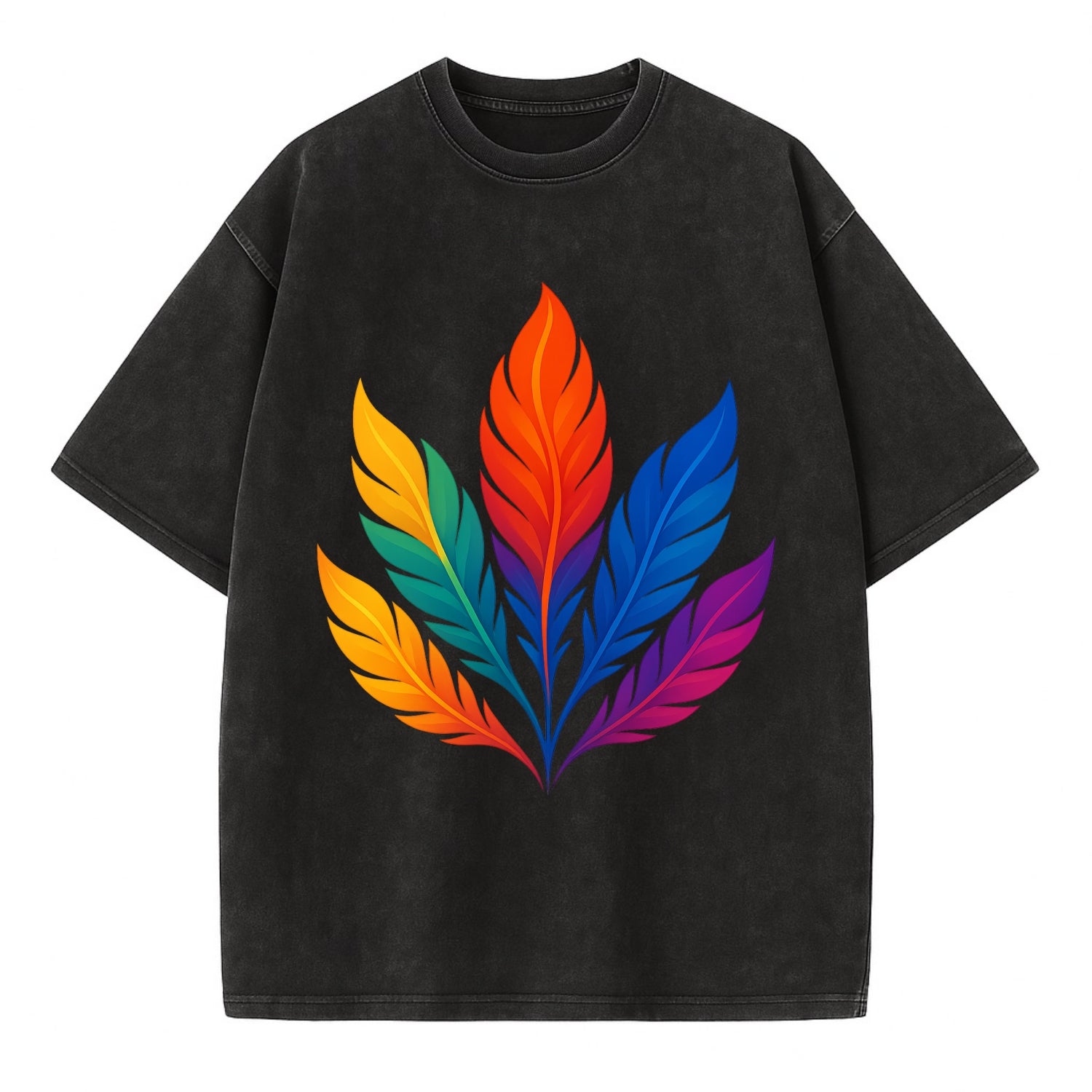 Phoenix Feathers - Each feather a differ - Vintage T-shirt - Black