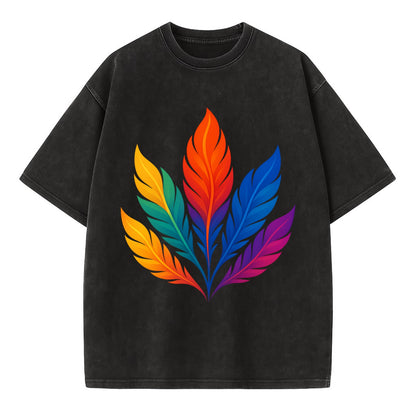 Phoenix Feathers - Each feather a differ - Vintage T-shirt - Black