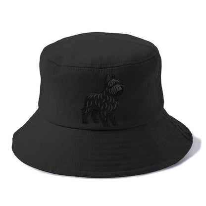 Briard - Black wavy coat embroidered herding pose - Bucket Hat - Black