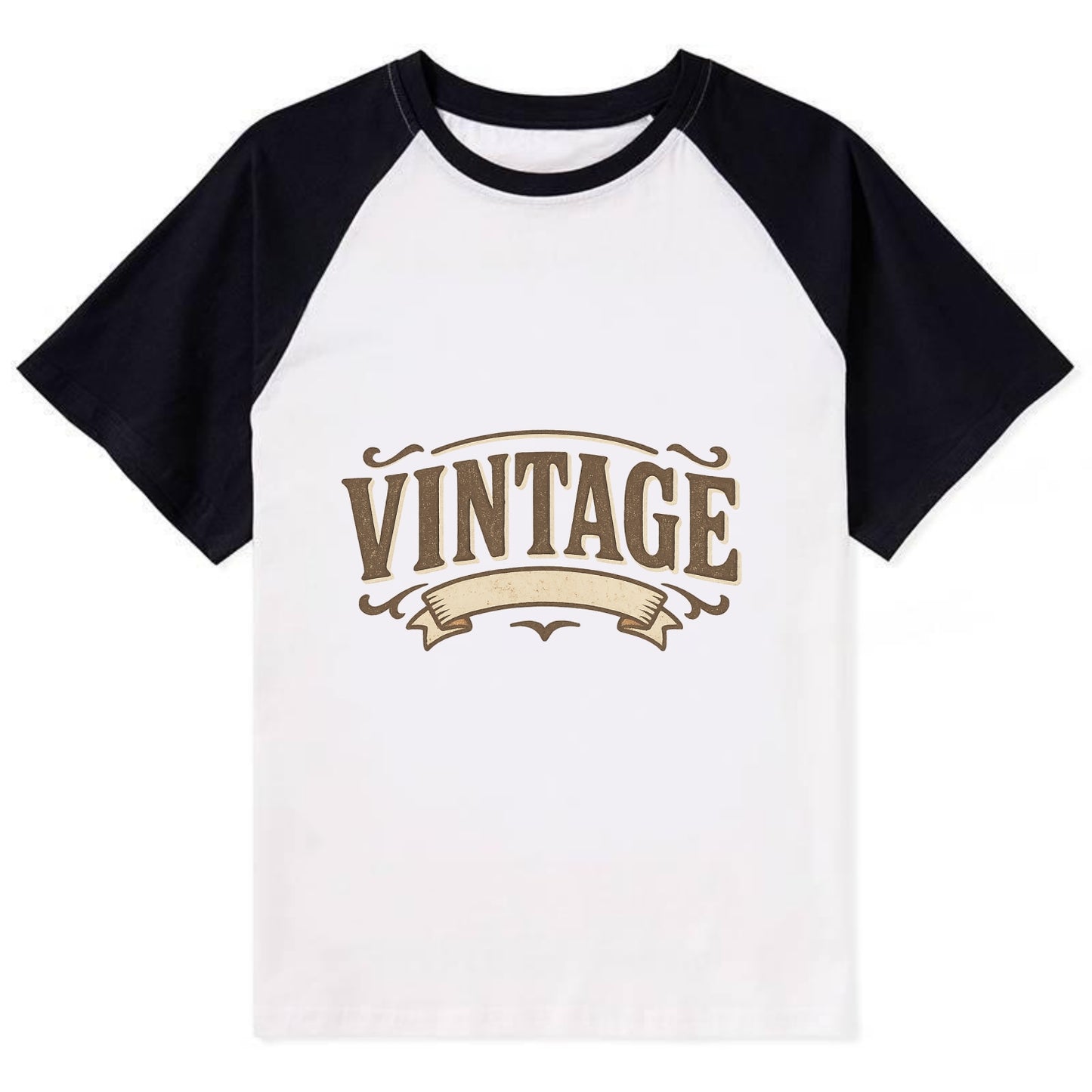 Bold typography design - "CENTERED" - aligned, focused, balanced within - Contrast Raglan T-shirt - Black