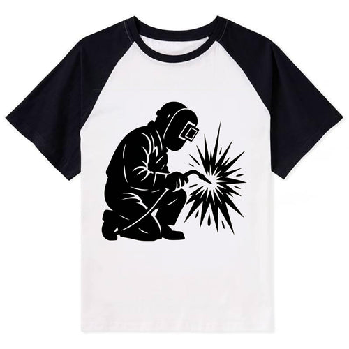 Welder sparks flying dramatically - Contrast Raglan T-shirt