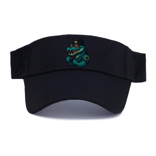 Jacksonville Alligator wearing Jaguars beanie with swamp patch and wayfarer sunglasses - Visor - Black