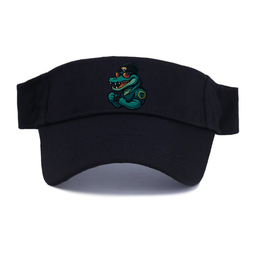 Jacksonville Alligator wearing Jaguars beanie with swamp patch and wayfarer sunglasses - Visor