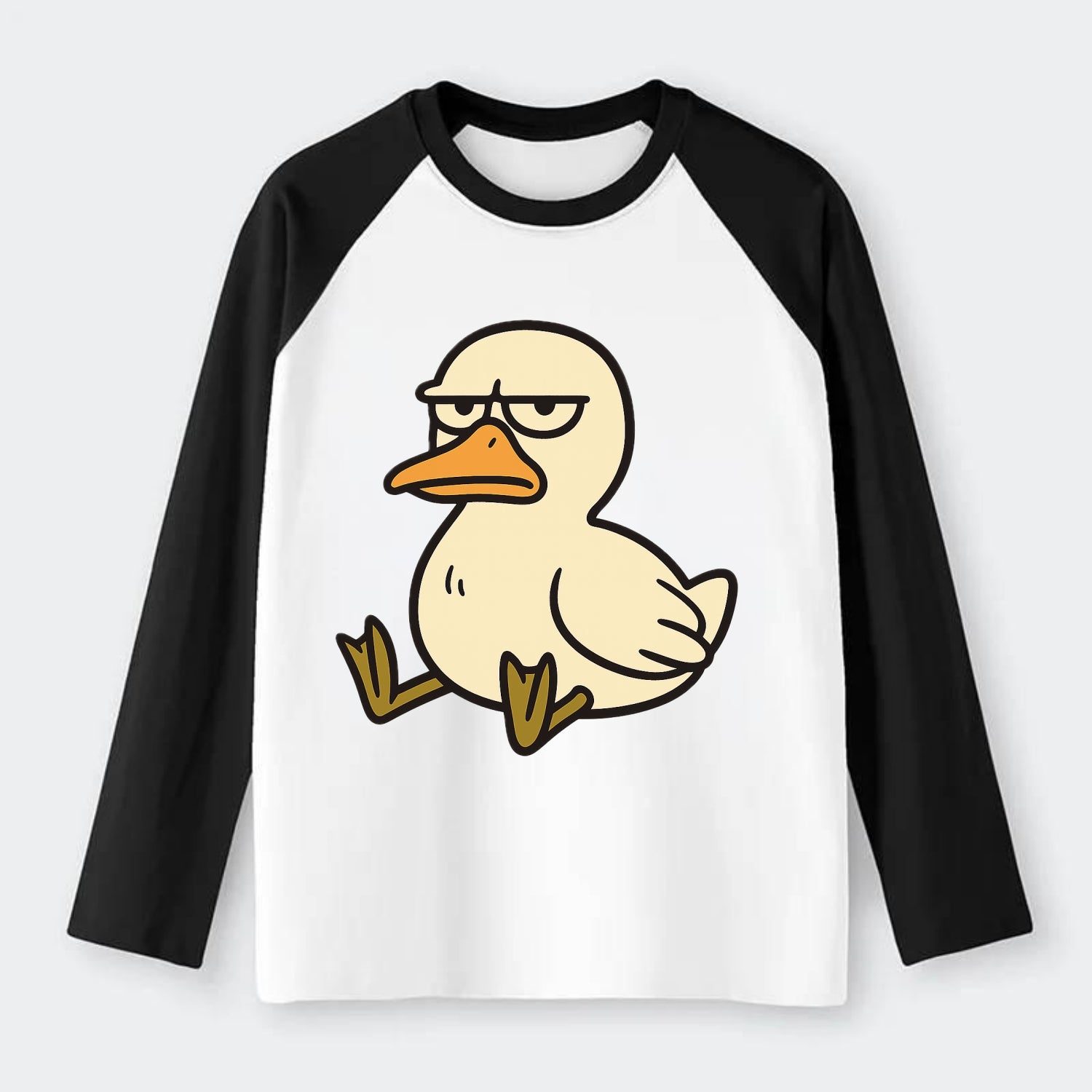 The Duck Judging Silently - Raglan Long Sleeve T-Shirt - Black