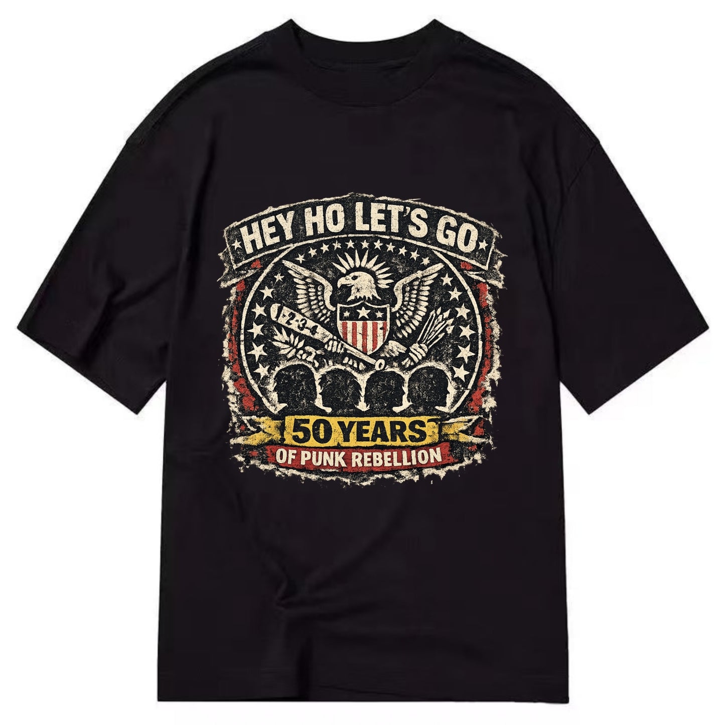 RAMONES LEGACY | Hey Ho Let's Go typography | Presidential seal parody | Four - Classic T-shirt - Black
