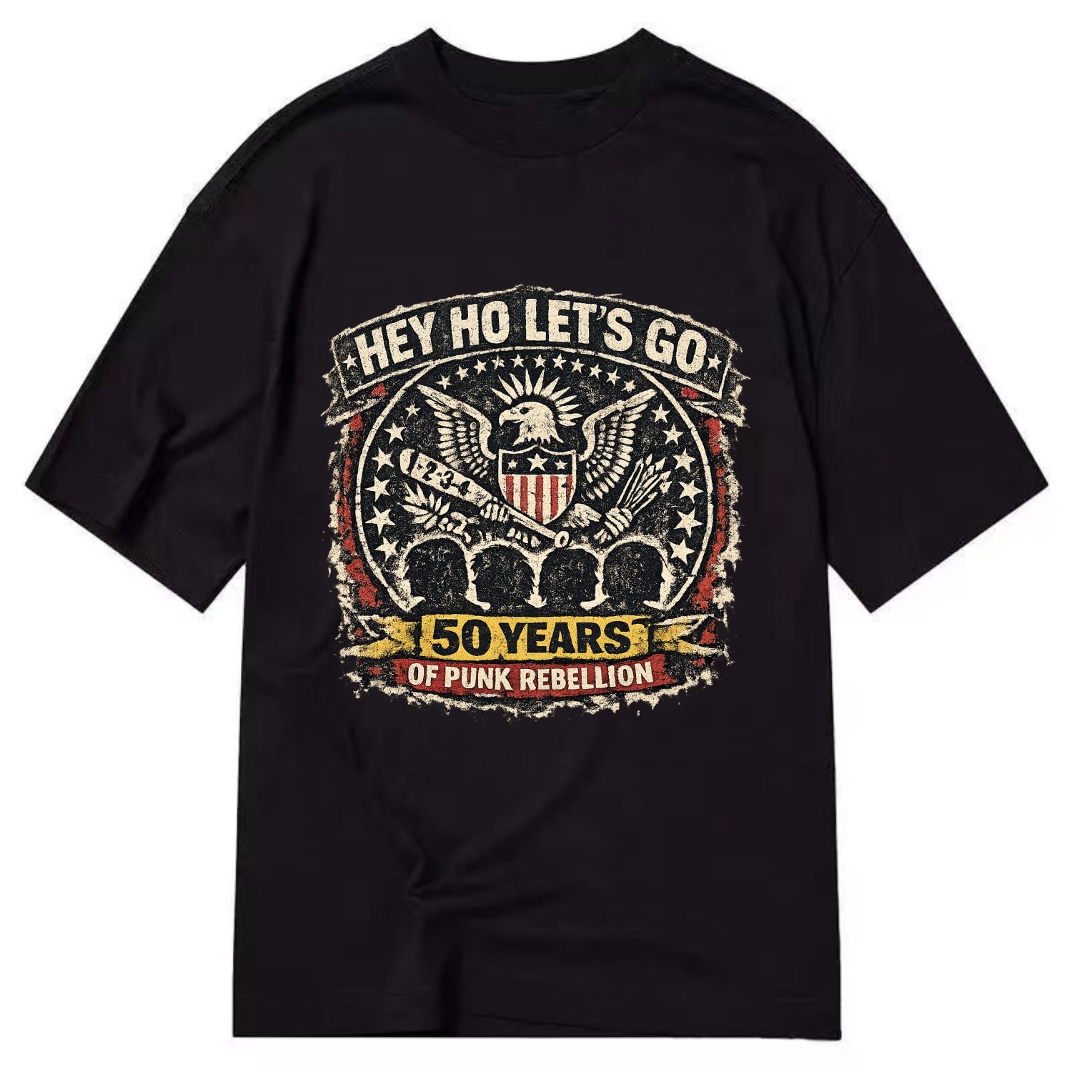 RAMONES LEGACY | Hey Ho Let's Go typography | Presidential seal parody | Four - Classic T-shirt - Black