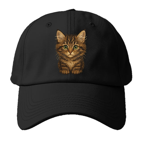 Baby Maine Coon Kitten - large fluffy tabby, tufted ears, big green - Baseball Cap For Big Heads