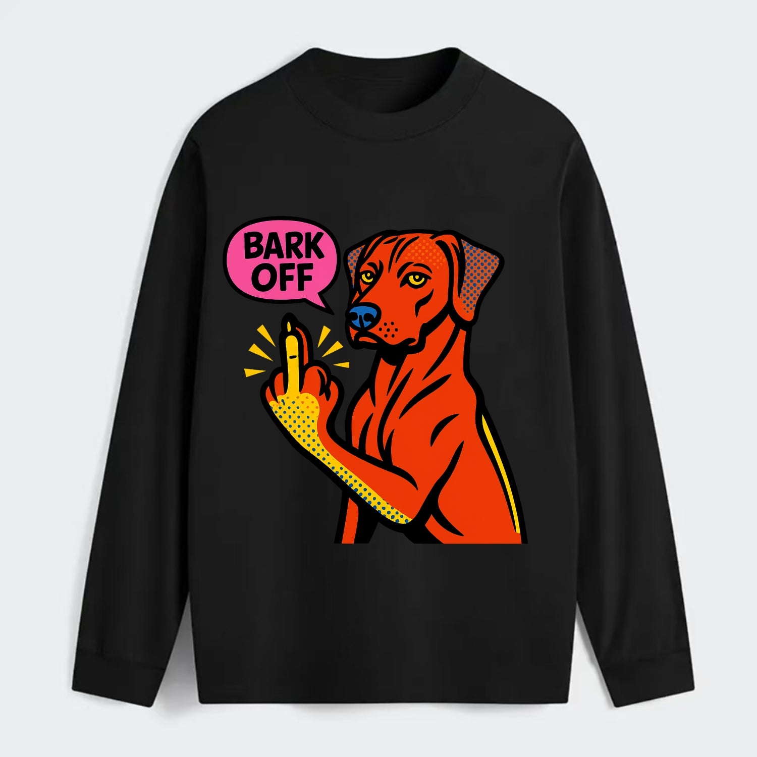 Rhodesian Ridgeback with distinctive ridge on back, athletic muscular - Classic Long Sleeve Shirt - Black