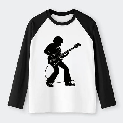 Bass guitarist slap technique - Raglan Long Sleeve T-Shirt - Black