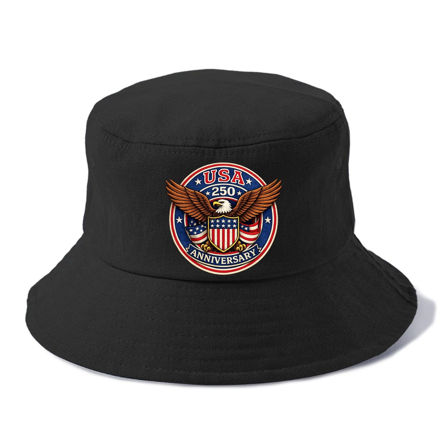 Usa 250 Anniversary Eagle Shield Emblem - Bucket Hat - Black
