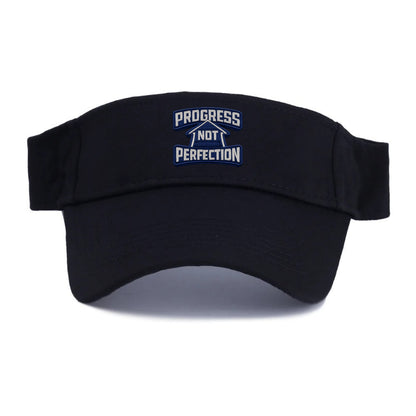 PROGRESS NOT PERFECTION - arrow with text in blue , growth mindset - Visor - Black
