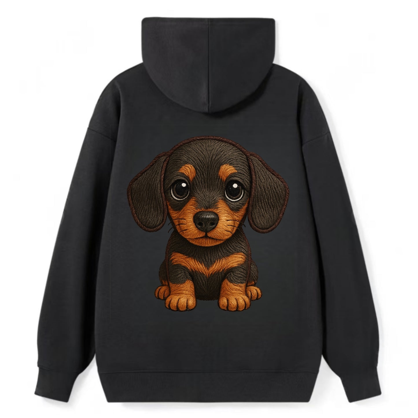 Baby Dachshund Puppy - long body, short legs, floppy ears, curious eyes, - Classic Pullover Hoodie - Black