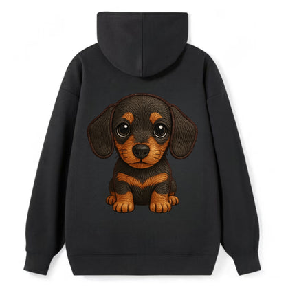 Baby Dachshund Puppy - long body, short legs, floppy ears, curious eyes, - Classic Pullover Hoodie - Black