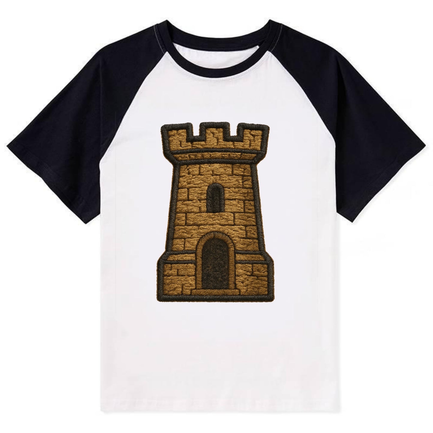 Castle Tower  - Contrast Raglan T-shirt - Black