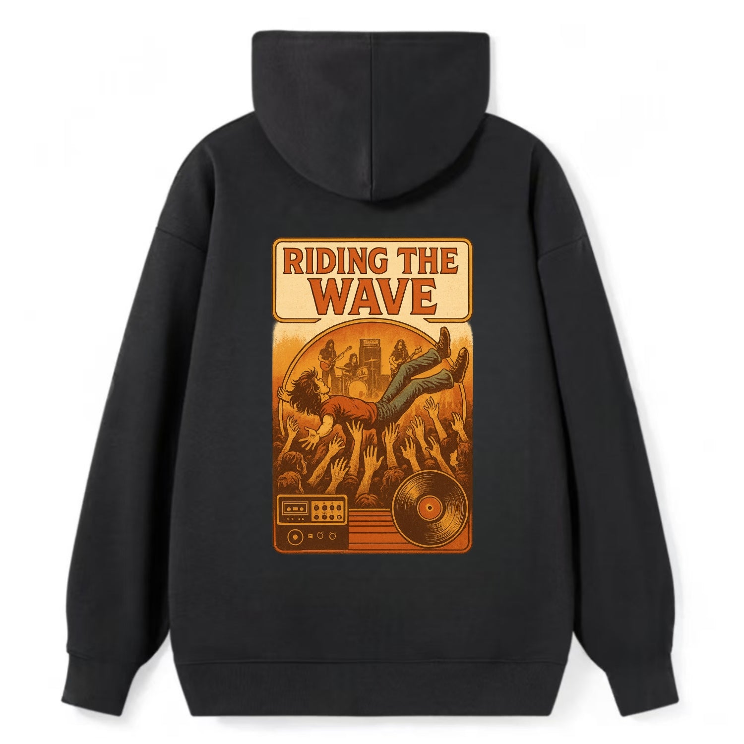 Crowd surfing at packed concert - "Riding the Wave" - concert energy - Classic Pullover Hoodie - Black