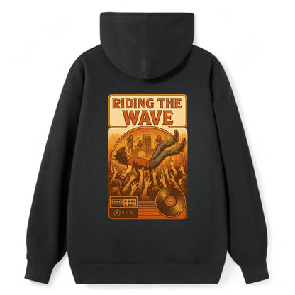 Crowd surfing at packed concert - "Riding the Wave" - concert energy - Classic Pullover Hoodie - Black