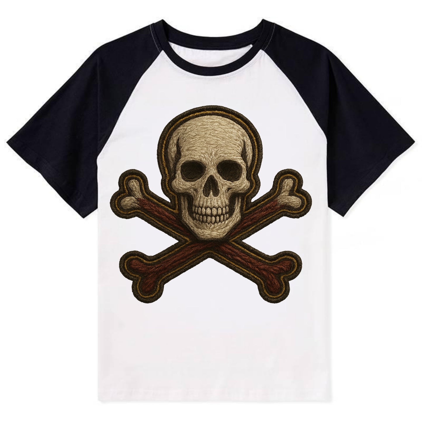 Jolly Roger  - Contrast Raglan T-shirt - Black