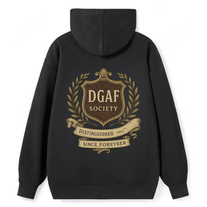 Official membership card design - "DGAF Society - Distinguished Members - Classic Pullover Hoodie - Black