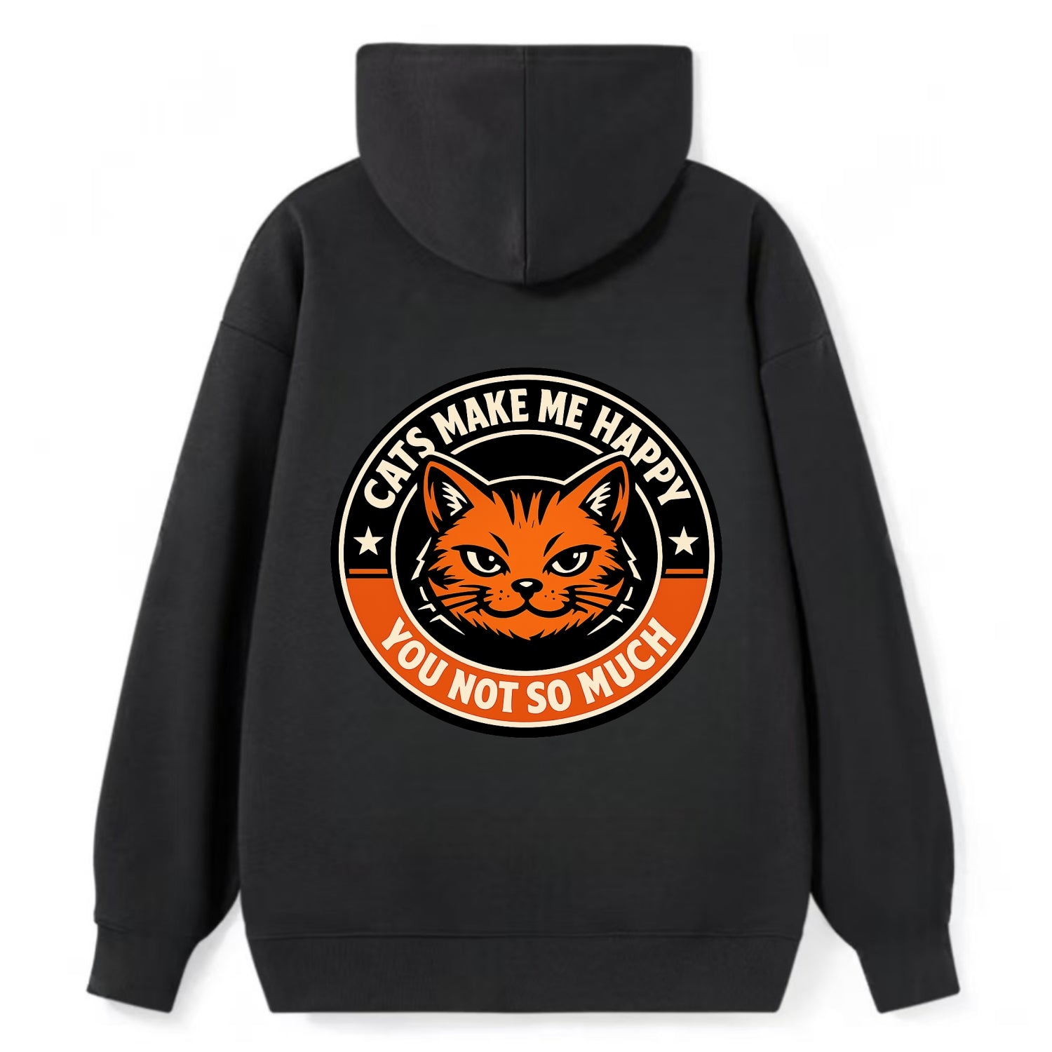 Joyful Whiskers Emblem - Classic Pullover Hoodie - Black