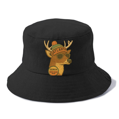 Georgia White-tailed Deer wearing Atlanta beanie with pom pom and wayfarer sunglasses - Bucket Hat - Black