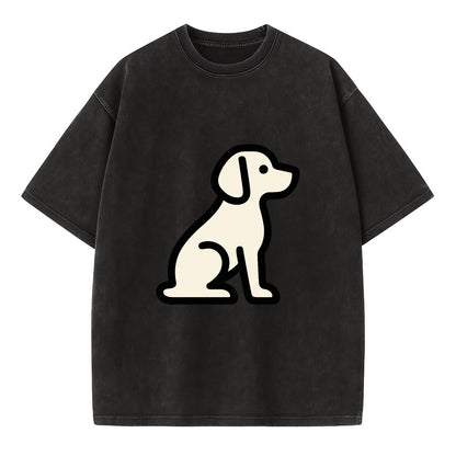 Beagle - Modern minimal sitting pose wit - Vintage T-shirt - Black