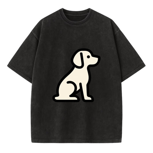 Beagle - Modern minimal sitting pose wit - Vintage T-shirt - Black