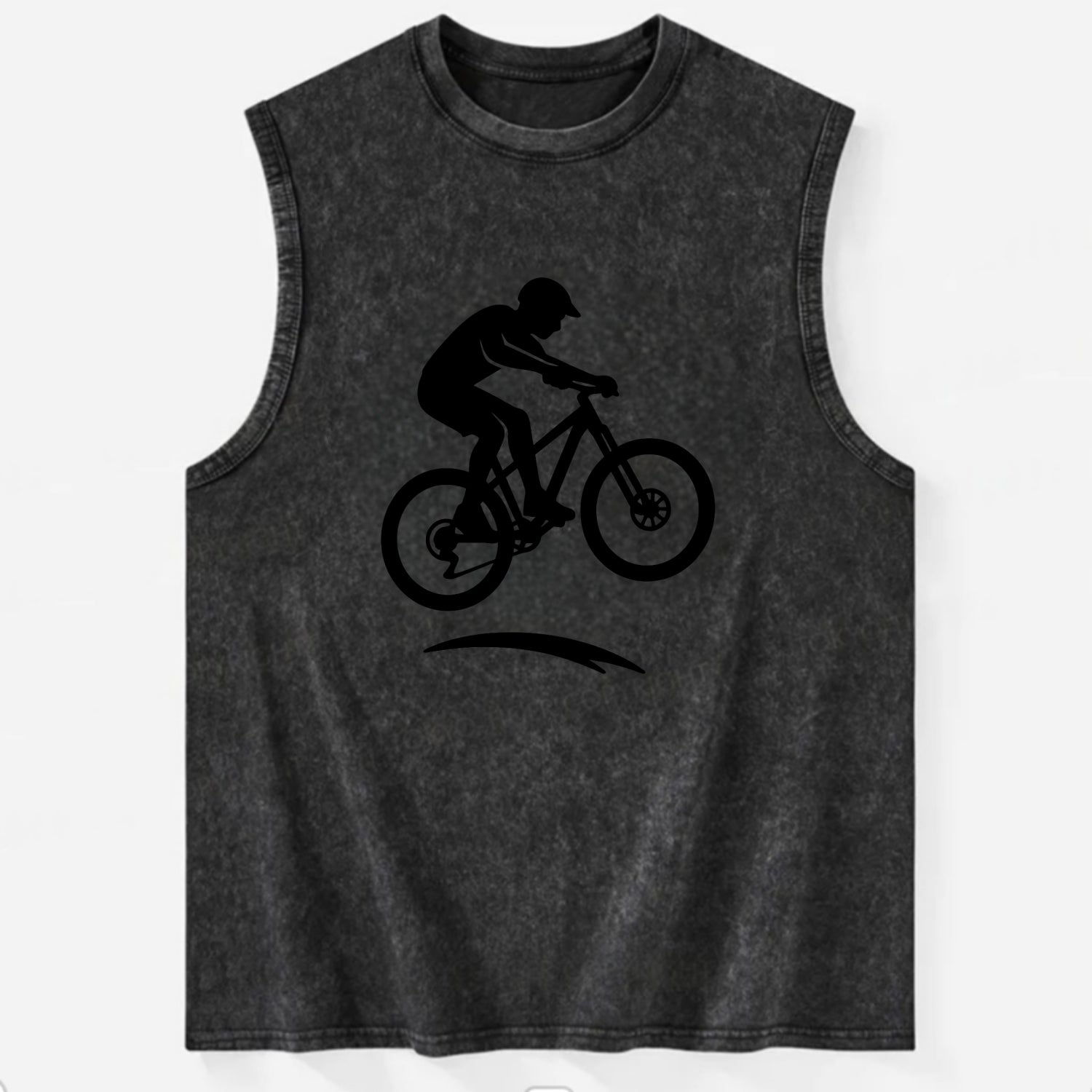 Mountain biker catching air - Vintage Washed Tank - Black