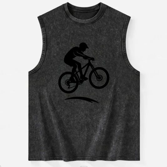 Mountain biker catching air - Vintage Washed Tank - Black