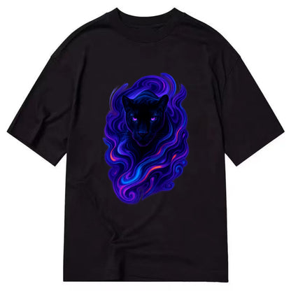 Sleek black panther emerging from swirls of deep purple and electric blue, - Classic T-shirt - Black