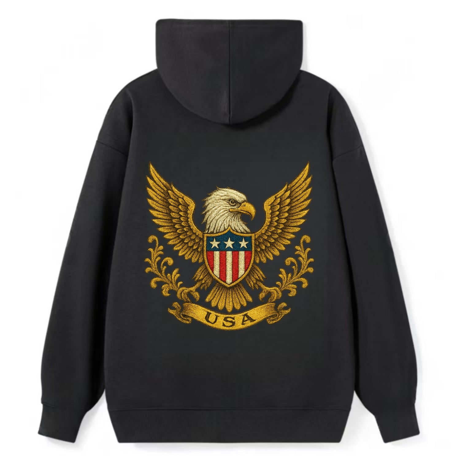 Usa Heritage Eagle 2 - Classic Pullover Hoodie - Black