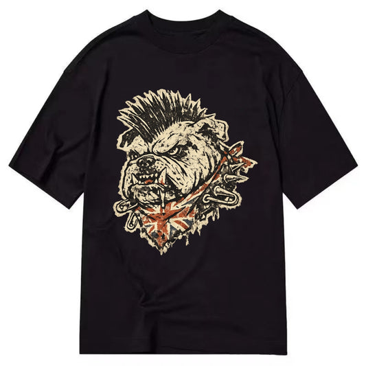 PUNK BULLDOG | British bulldog with mohawk | Safety pins through collar | Union - Classic T-shirt - Black