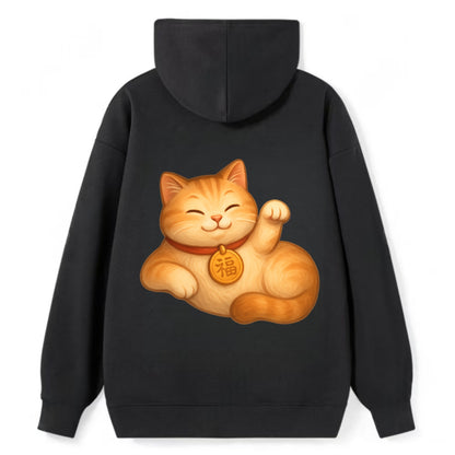 Maneki Neko Pose - Classic Pullover Hoodie - Black