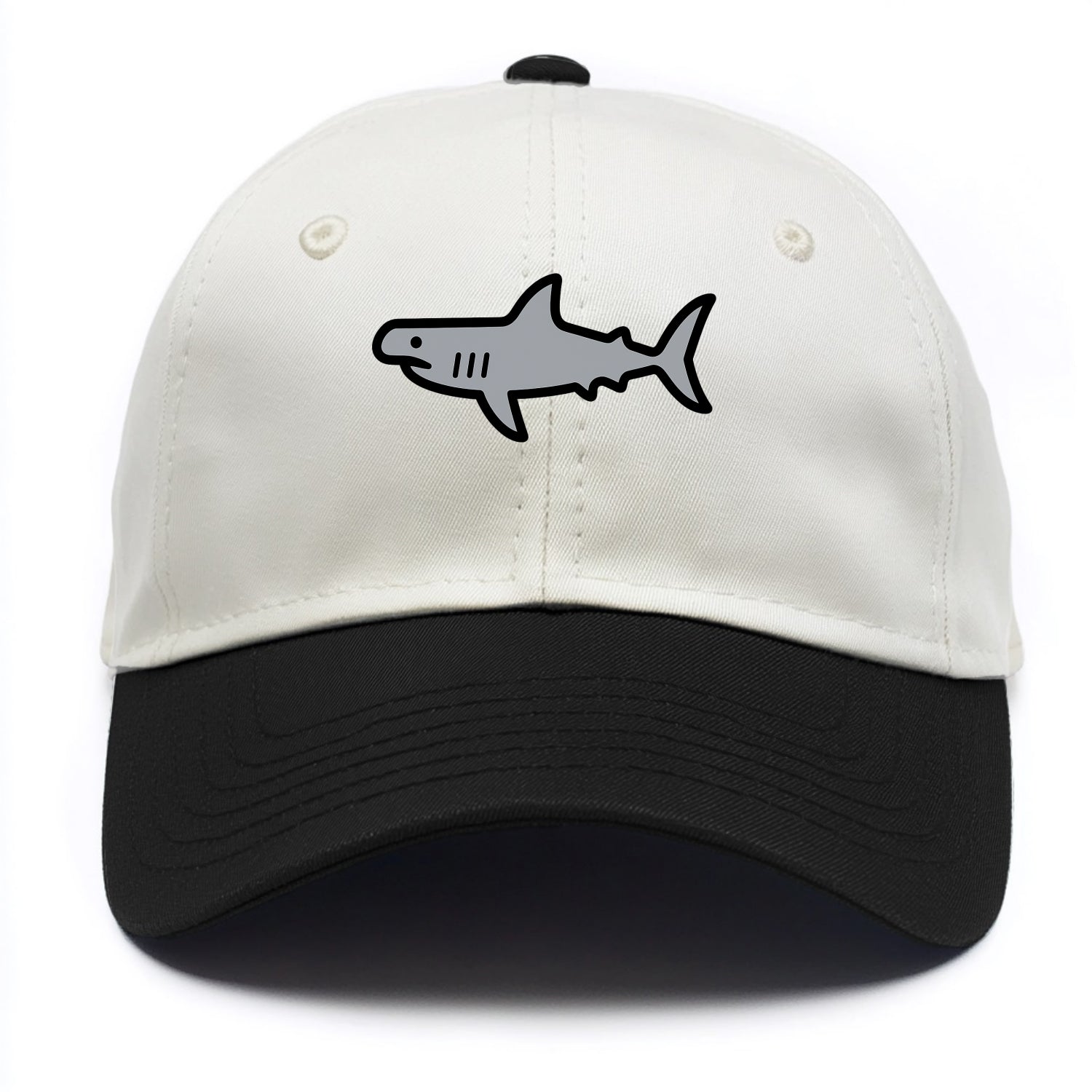 Hammerhead Shark - Gray distinctive head flat side profile - Two Tone Cap - Black