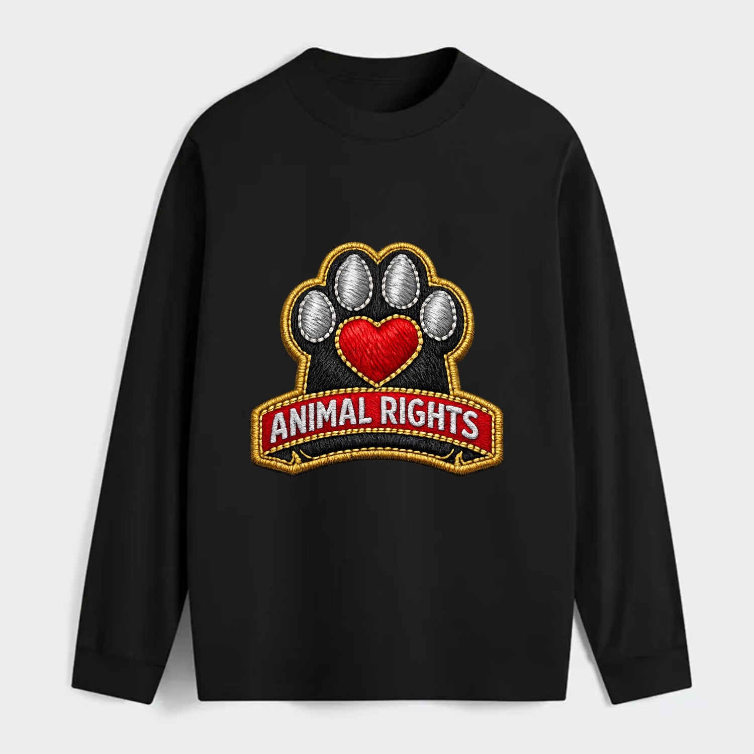 ANIMAL RIGHTS - raised paw with heart in red , advocacy - Classic Long Sleeve Shirt - Black