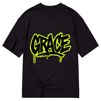 Bold typography design - "GRACE" - elegance under pressure, divine favor - Classic T-shirt - Black
