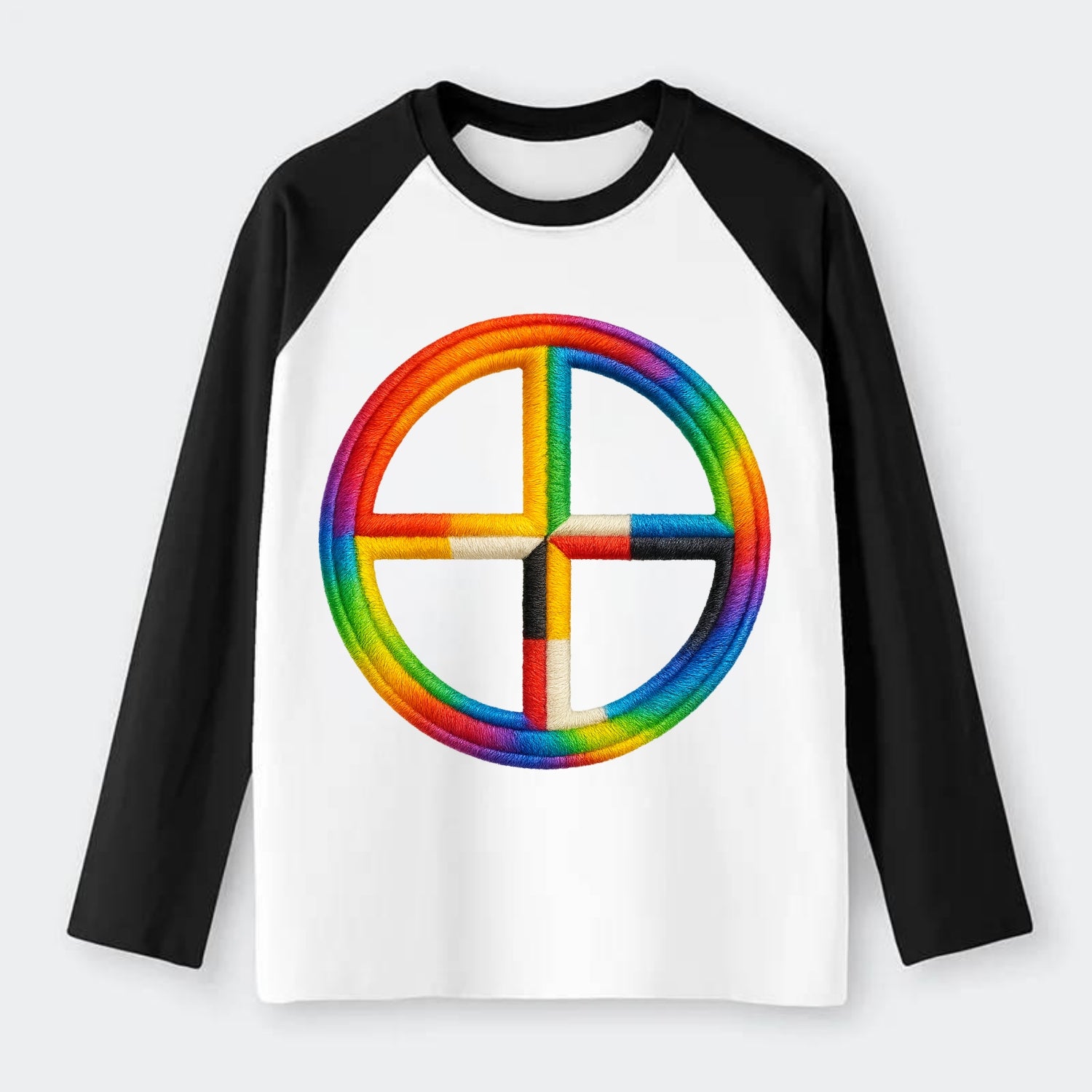 Medicine Wheel  - Raglan Long Sleeve T-Shirt - Black