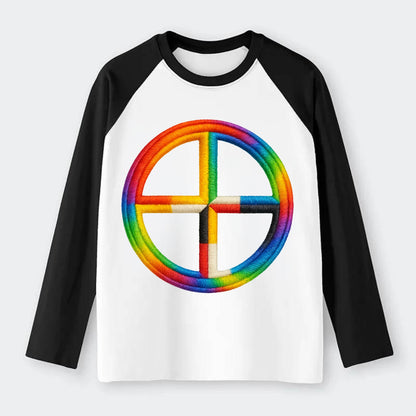 Medicine Wheel  - Raglan Long Sleeve T-Shirt - Black