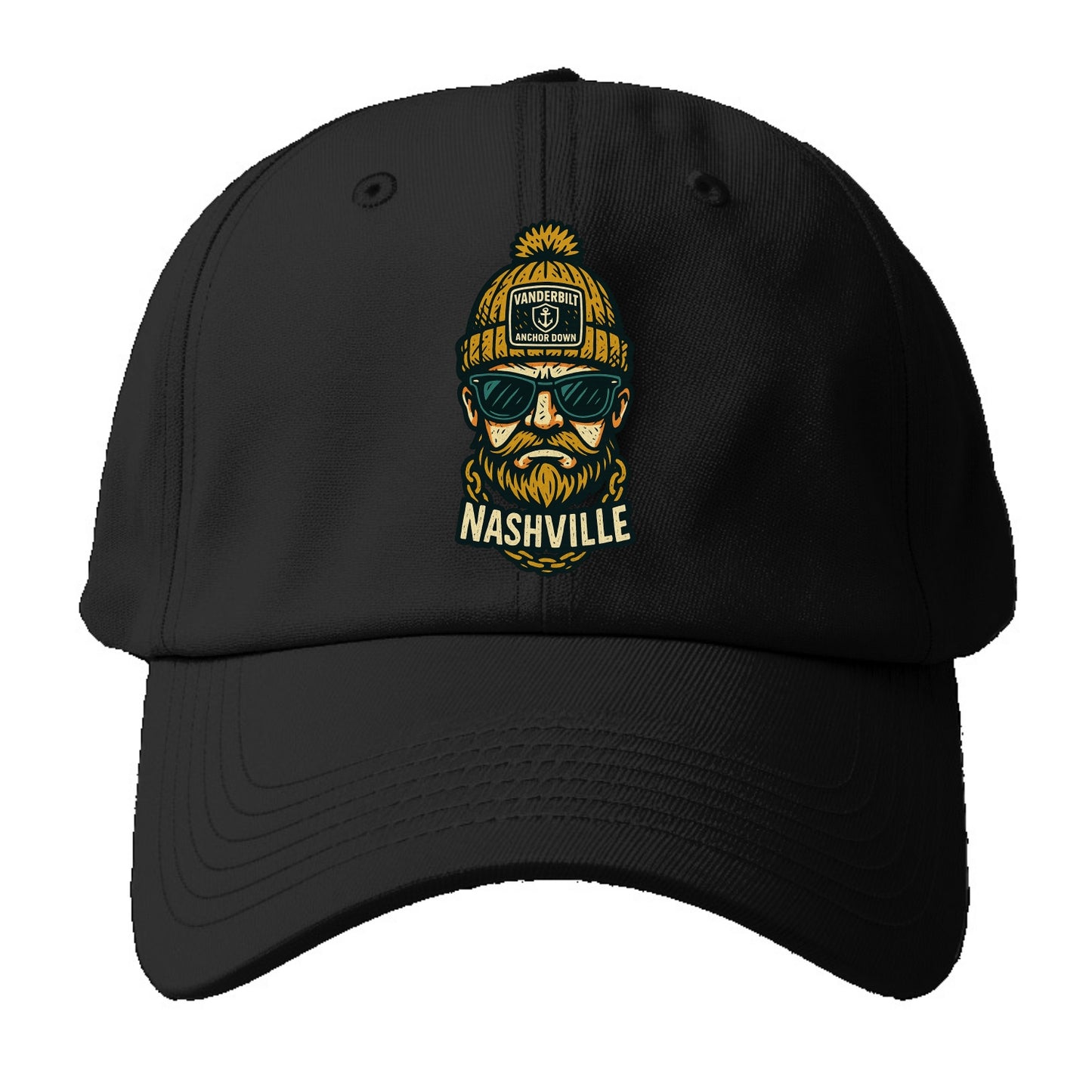Nashville Commodore wearing Vanderbilt beanie with anchor patch - Baseball Cap - Black