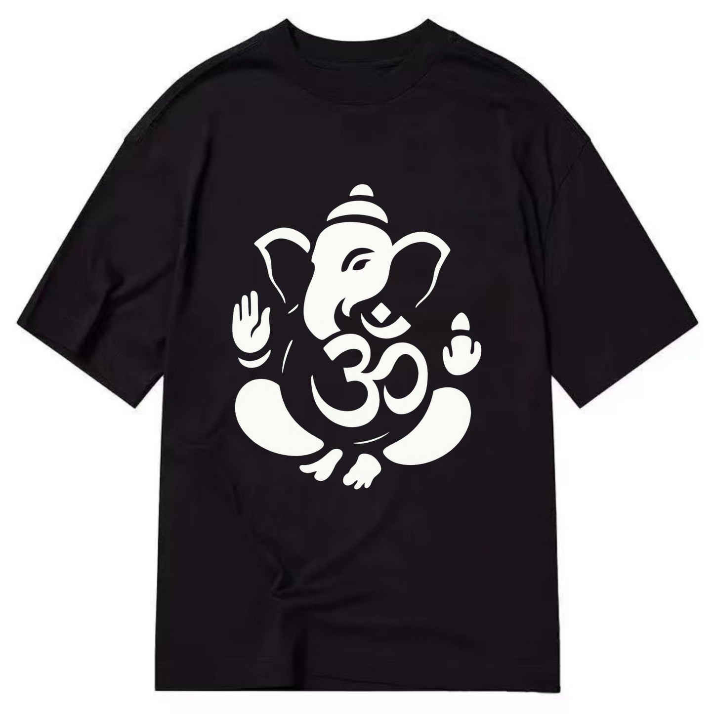Ganesha elephant silhouette - negative space creates om symbol - Classic T-shirt - Black