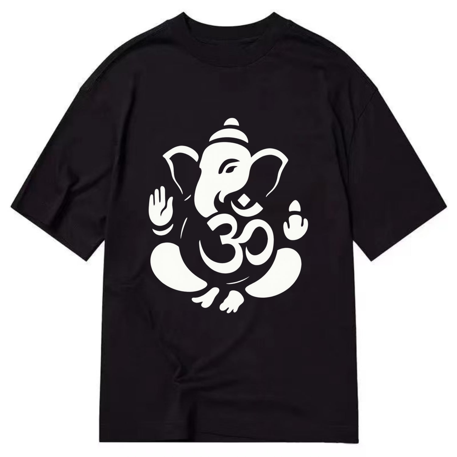 Ganesha elephant silhouette - negative space creates om symbol - Classic T-shirt - Black