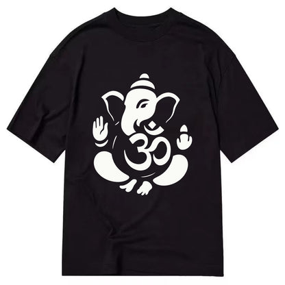 Ganesha elephant silhouette - negative space creates om symbol - Classic T-shirt - Black