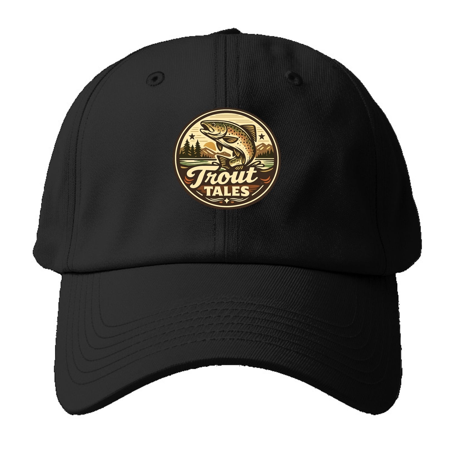 Trout Tales Adventure Emblem - Baseball Cap For Big Heads - Black