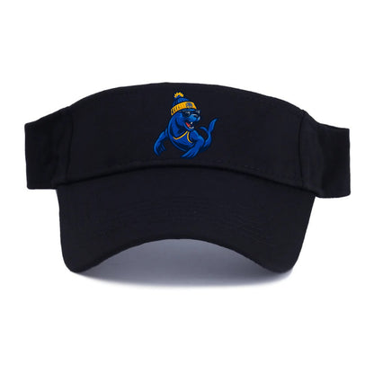 Bay Area Sea Lion wearing Warriors blue and gold beanie with Golden Gate and wayfarer - Visor - Black