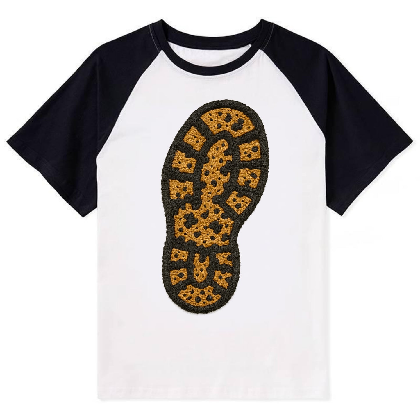 Hiking Boot Print  - Contrast Raglan T-shirt - Black
