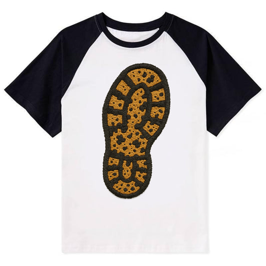 Hiking Boot Print  - Contrast Raglan T-shirt - Black
