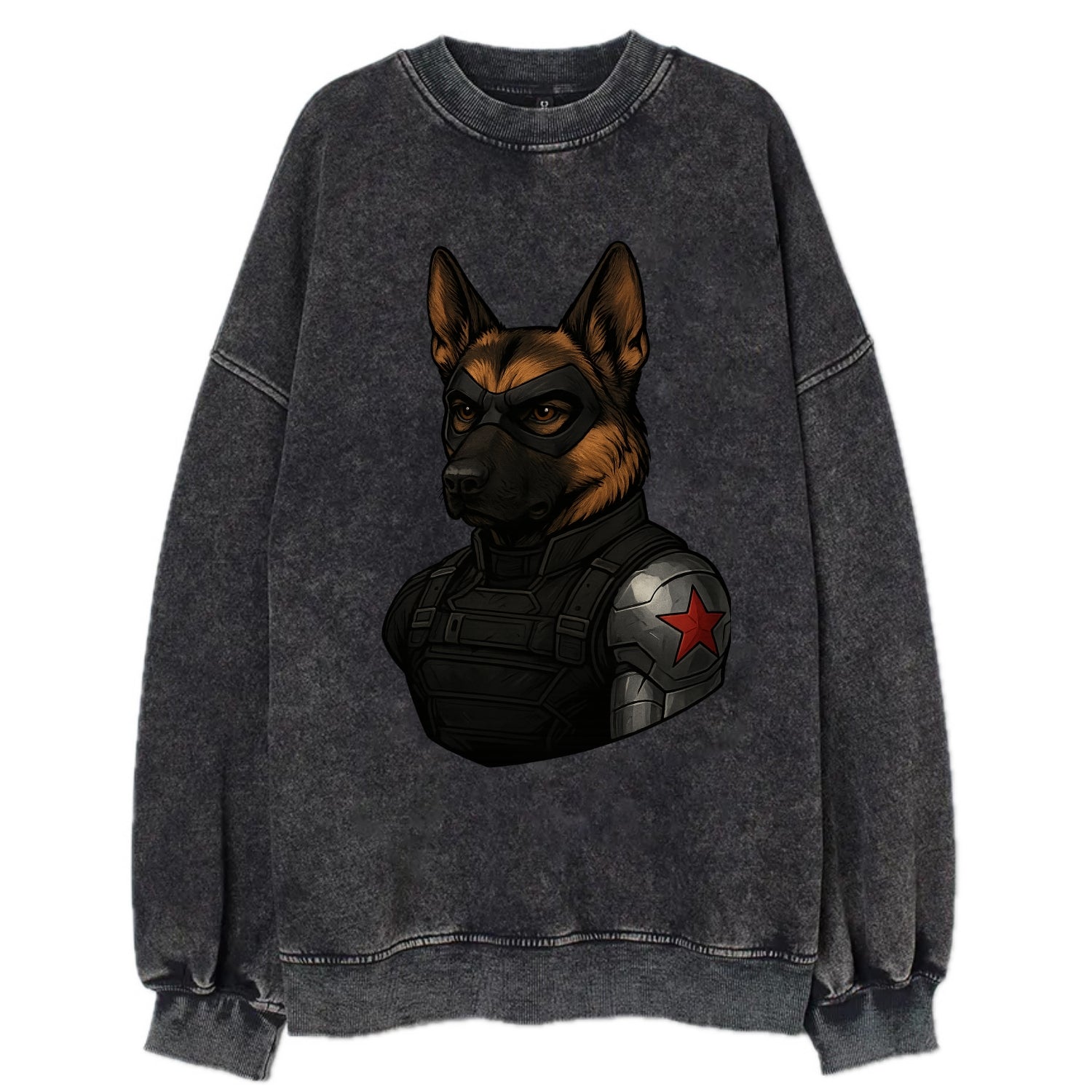 German Shepherd Winter Soldier  - Vintag - Vintage Sweatshirt - Black