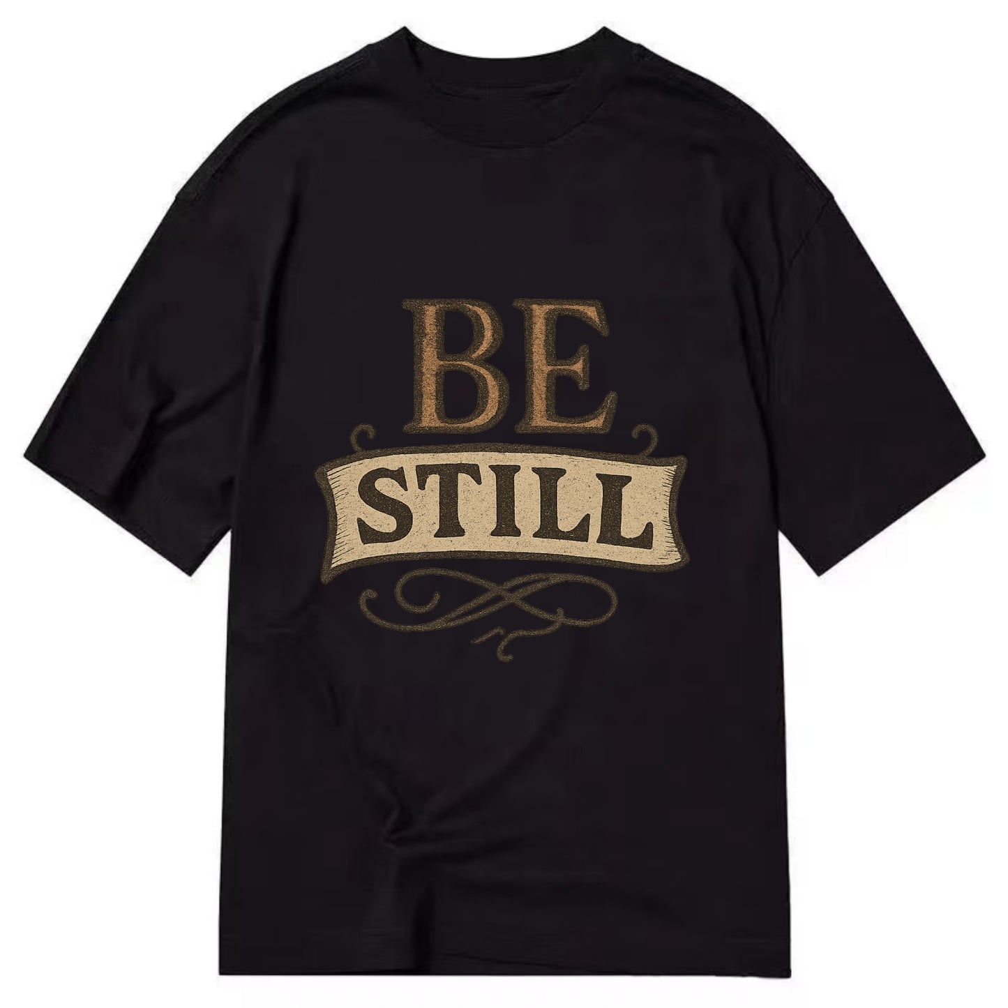 Bold typography design - "BE STILL" - quiet mind, meditation, inner peace - Classic T-shirt - Black